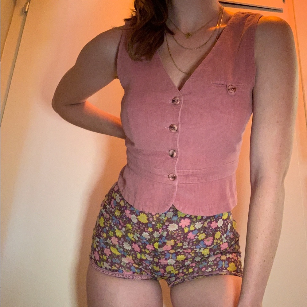 Vintage pink corduroy crop top